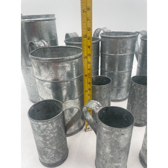 Vintage Galvanized Metal Pitchers Mugs Set  Rustic Farmhouse Decor  Collectible - Picture 5 of 9